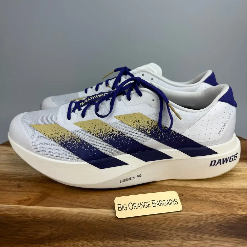 Adidas x Adizero EVO SL Washington Huskies Men’s Size 14 Sneakers JQ4578